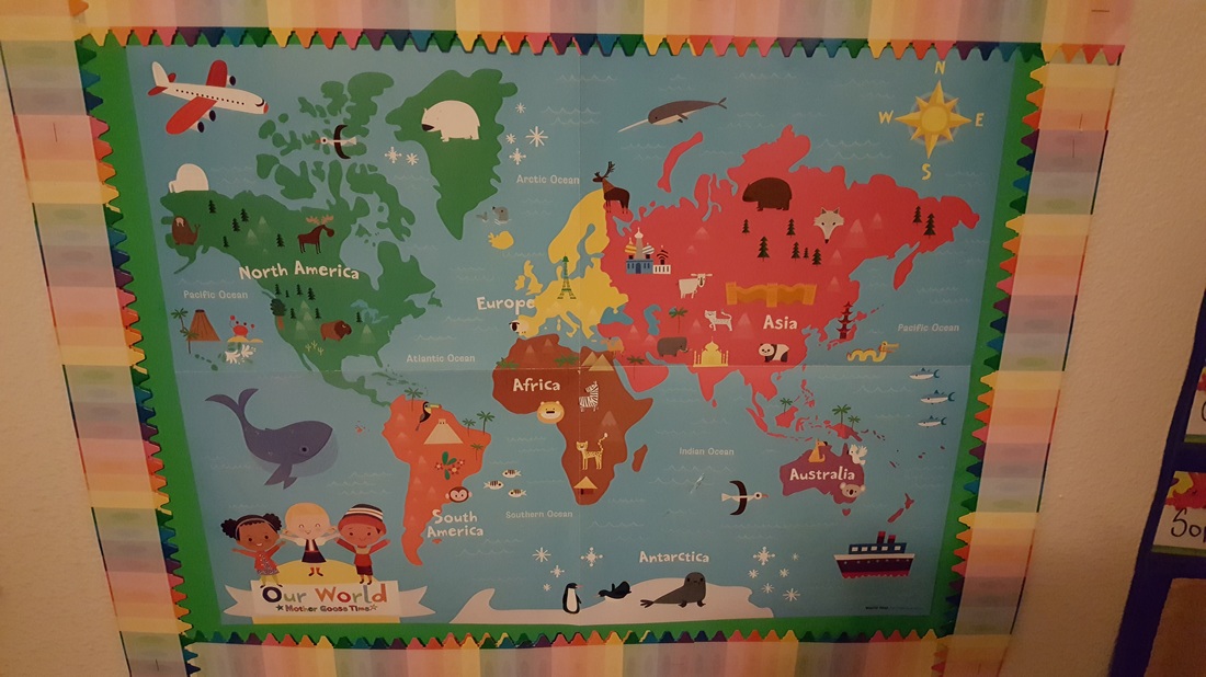 Maps in a Preschool classroom from Mother Goose Time Curriculum 