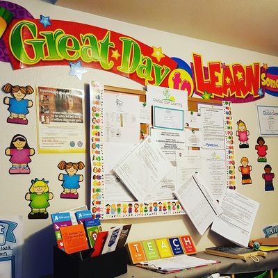 Entry way display in a family child care home